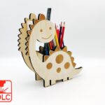 Organizador de escritorio de dinosaurio para lápices - Decoración láser única y funcional