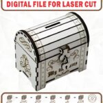 Alcancía baúl de tesoro personalizada con corte láser - Regalo creativo y único
