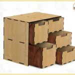 Organizador de escritorio con cajones de diseño moderno, hecho a medida con corte láser