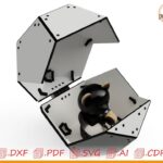 Caja decorativa tipo pelota para corte láser personalizable y fácil de ensamblar