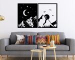 Cuadro de pared de montaña día y noche para corte láser - Decoración única y personalizada