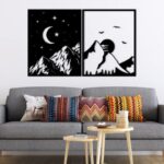 Cuadro de pared de montaña día y noche para corte láser - Decoración única y personalizada