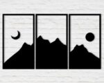 Decoración de pared en 3 piezas: montaña, sol y luna para corte láser creativo - Imagen 3