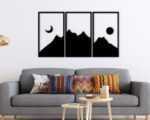 Decoración de pared en 3 piezas: montaña, sol y luna para corte láser creativo - Imagen 2