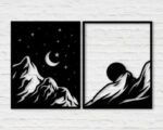 Cuadros de pared de montaña día y noche para corte láser - Decoración personalizada