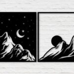 Cuadros de pared de montaña día y noche para corte láser - Decoración personalizada