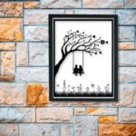 Árbol decorativo y columpio para corte láser: diseño moderno para interiores creativos