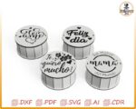 Caja Redonda Personalizada para el Día de la Madre - Diseño para Corte Láser - Imagen 2
