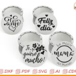 Caja Redonda Personalizada para el Día de la Madre - Diseño para Corte Láser