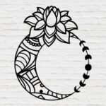 Archivo de corte láser decorativo de luna y flor para manualidades y proyectos creativos