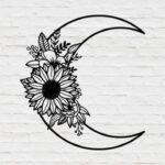 Corte láser decorativo de luna y flor para manualidades y proyectos creativos