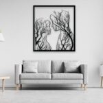 Cuadro para Corte Láser: Pareja Artesanal con Diseño de Ramas de Árbol Decorativas