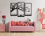 Silueta de Árbol en 3 Cuadros para Decoración de Interiores con Corte Láser Personalizado - Imagen 4