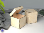 Caja cuadrada con bisagras para corte láser - Diseño personalizado y decorativo