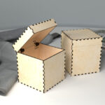 Caja cuadrada con bisagras para corte láser - Diseño personalizado y decorativo