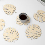 Posavasos de hojas tropicales para corte láser - Diseño exclusivo y personalizable