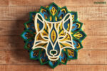 Lobo Mandala 3D SVG para Corte Láser - Archivo para Decoración y Manualidades - Imagen 3
