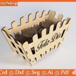 Caja de palomitas de maíz para cine - Abanico feliz día, diseño CNC vectorial