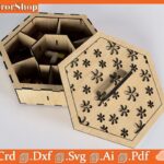 Caja hexagonal con compartimentos para corte láser MDF - Organizador de objetos pequeños elegante y práctico