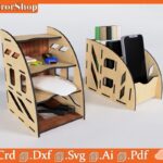 Soporte Organizador de Escritorio Personalizado para Corte Láser – Diseño Moderno y Funcional Bordado