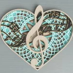 Corte Láser Corazón Multicapa con Nota Musical para Decoración y Regalos Personalizados