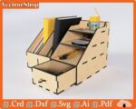 Organizador de mesa de contrachapado para estudiantes - Vector para corte láser ajustable - Imagen 4
