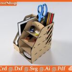 Organizador de escritorio moderno con corte láser - Estilo funcional para oficinas pequeñas