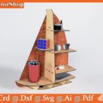 Repisa de Pared con Bote Decorativo - Vectores CNC para Decoración de Interiores