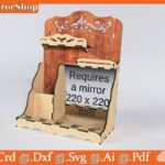 Repisa de patio con espejo - Archivos vectoriales para corte láser | Arte digital personalizable