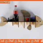 Repisa decorativa en forma de pez | Organizador elegante | Archivo vectorial para corte láser