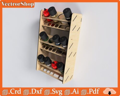 Soporte de aerosol para corte láser | Estante de pared para latas de spray organizado y duradero