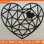 Siluetas Geométricas de Corazones para Corte CNC Láser - Vectores de Amor Personalizados