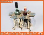 Caja para vino con soporte de copas - Diseño elegante para corte láser CNC