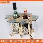 Caja para vino con soporte de copas - Diseño elegante para corte láser CNC