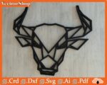 Vector toro geométrico para corte láser, diseño de animales geométricos para CNC