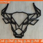 Vector toro geométrico para corte láser, diseño de animales geométricos para CNC