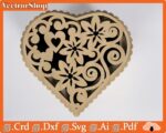 Caja de corazón romántica para corte láser - Archivos SVG, DXF y CDR para CNC