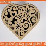 Caja de corazón romántica para corte láser - Archivos SVG, DXF y CDR para CNC