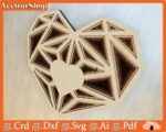 Corazón geométrico multicapas para corte láser - Decoración romántica y recuerdo de pared único - Imagen 3
