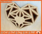 Corazón geométrico multicapas para corte láser - Decoración romántica y recuerdo de pared único