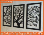 Cuadros de pared decorativos láser con diseño de árbol - Archivos para corte y decoración interior