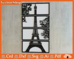 Cuadros decorativos de Torre Eiffel para pared, Vectores para corte láser CNC y oficina - Imagen 3