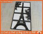 Cuadros decorativos de Torre Eiffel para pared, Vectores para corte láser CNC y oficina