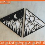 Siluetas para corte láser CNC: diseños de día y noche en vectores para creatividad infinita