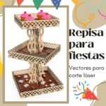 Bandeja escalonada de tres niveles para corte láser - Soporte de bocadillos decorativo