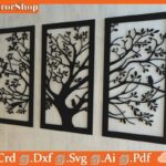 Cuadros de pared decorativos láser con diseño de árbol - Archivos para corte y decoración interior