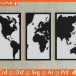 Plantilla de Corte Láser del Mapa del Mundo - Archivo CNC para Decoración y Proyectos Creativos