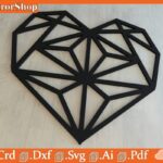 Corazón Geométrico para Corte CNC Láser - Diseño Creativo para Decoración y Manualidades