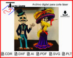 Catrina y Catrín para Corte Láser - Vectores Día de Muertos en CDR, SVG, AI, PLT, DXF y PDF - Imagen 2