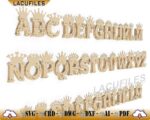 Abecedario decorativo con coronas para corte láser CNC - Vectores de letras personalizadas